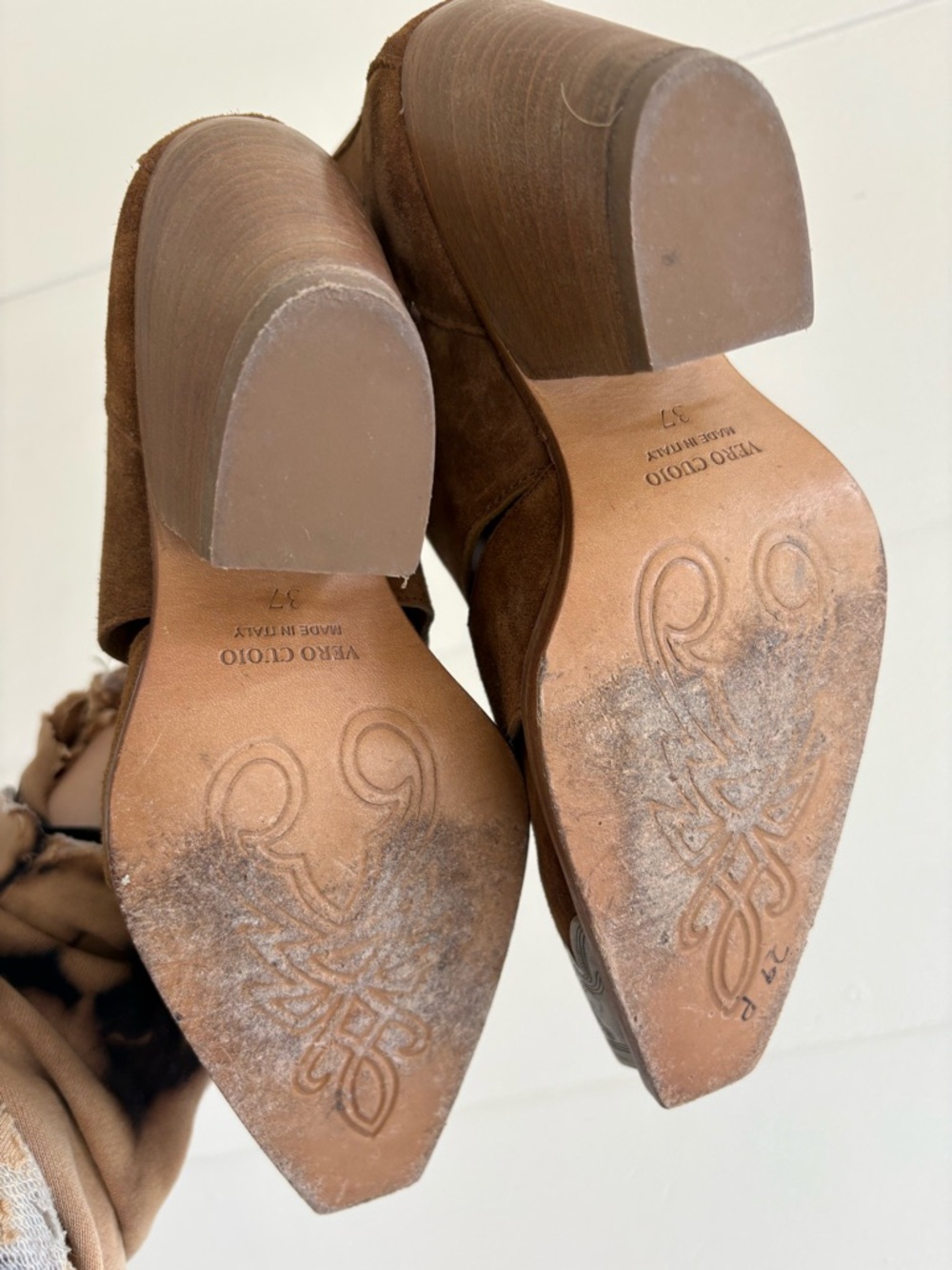 Free People Brayden Fisherman Suede Cutout Ankle cowboy Boots with Gold Toe Cap - Picture 7 of 8